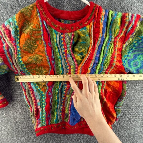 COOGI Australia Pure New Wool Sweater Colorful Red Crew Neck Pullover Medium - Picture 9 of 16